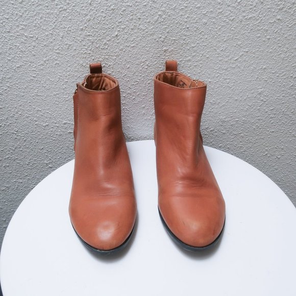 ASOS tan leather zip up boot booties shoes sz. 9 - Picture 2 of 6